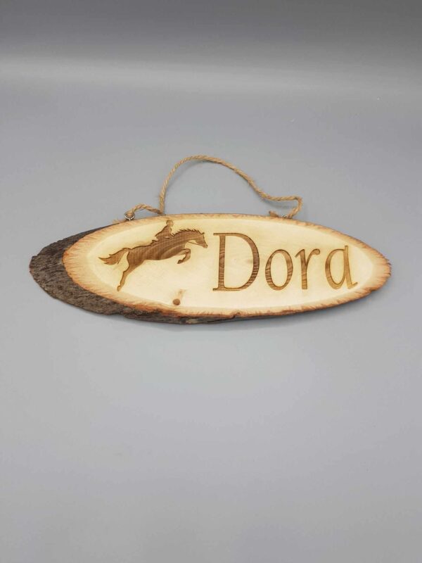 Personalised Laser Engraved "Show Horse Design" Rustic Log Hanging Sign/Plaque