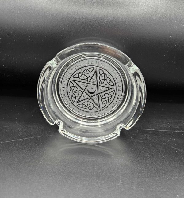 Ashtray - Glass "Celtic Pentagram Eight Words" Design - Image 2