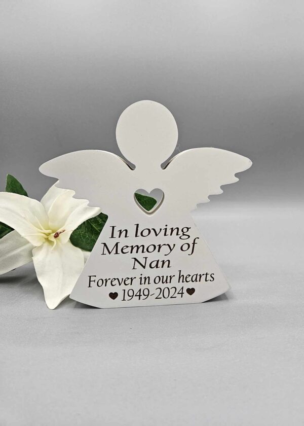Personalised Freestanding White Wooden Angel