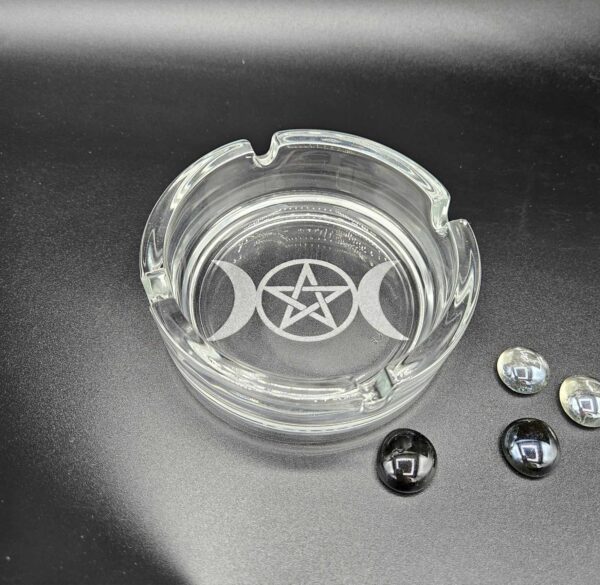 Ashtray - Glass "Triple Moon & Pentagram" Design