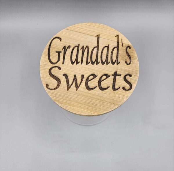 Personalised Glass Jar with name/message engraved on Bamboo Lid - Image 2