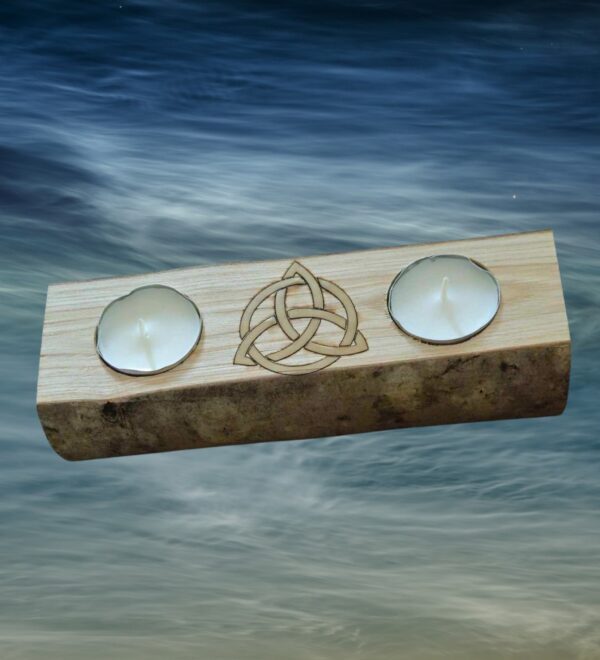 Rustic Log "Celtic Knot" Tea Light Holder